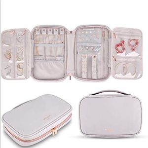 Jewelry bag gray with rose gold zippers